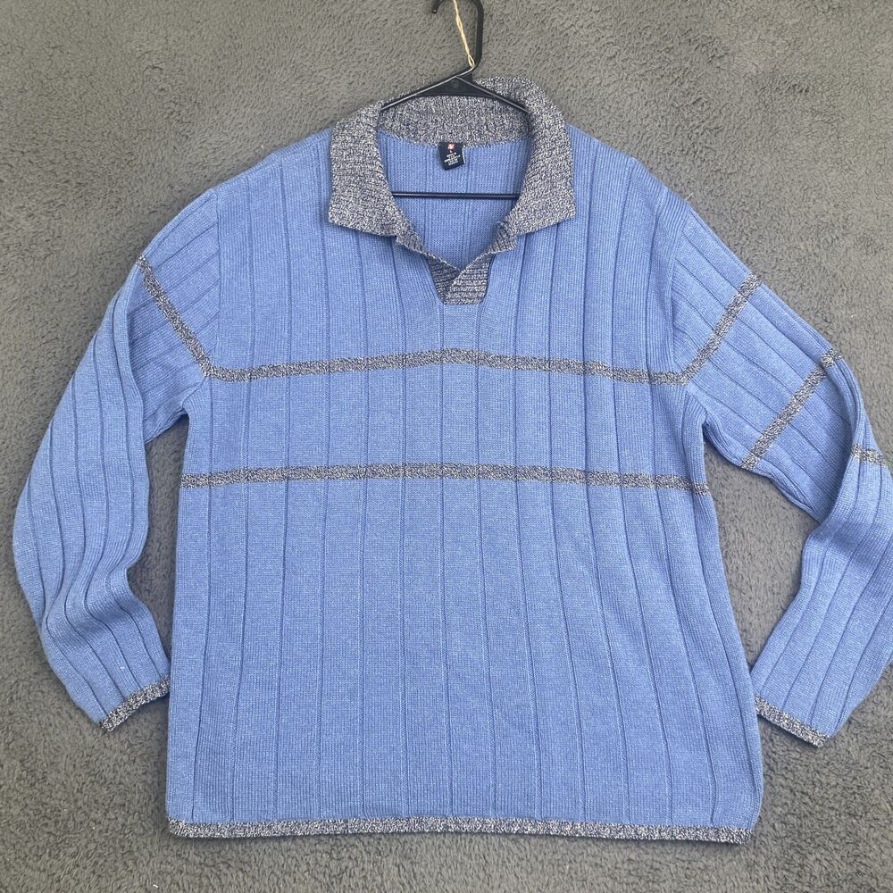 Vintage Levis Sweater Mens Large Blue Knit Pullover USA Acrylic Retro 90s